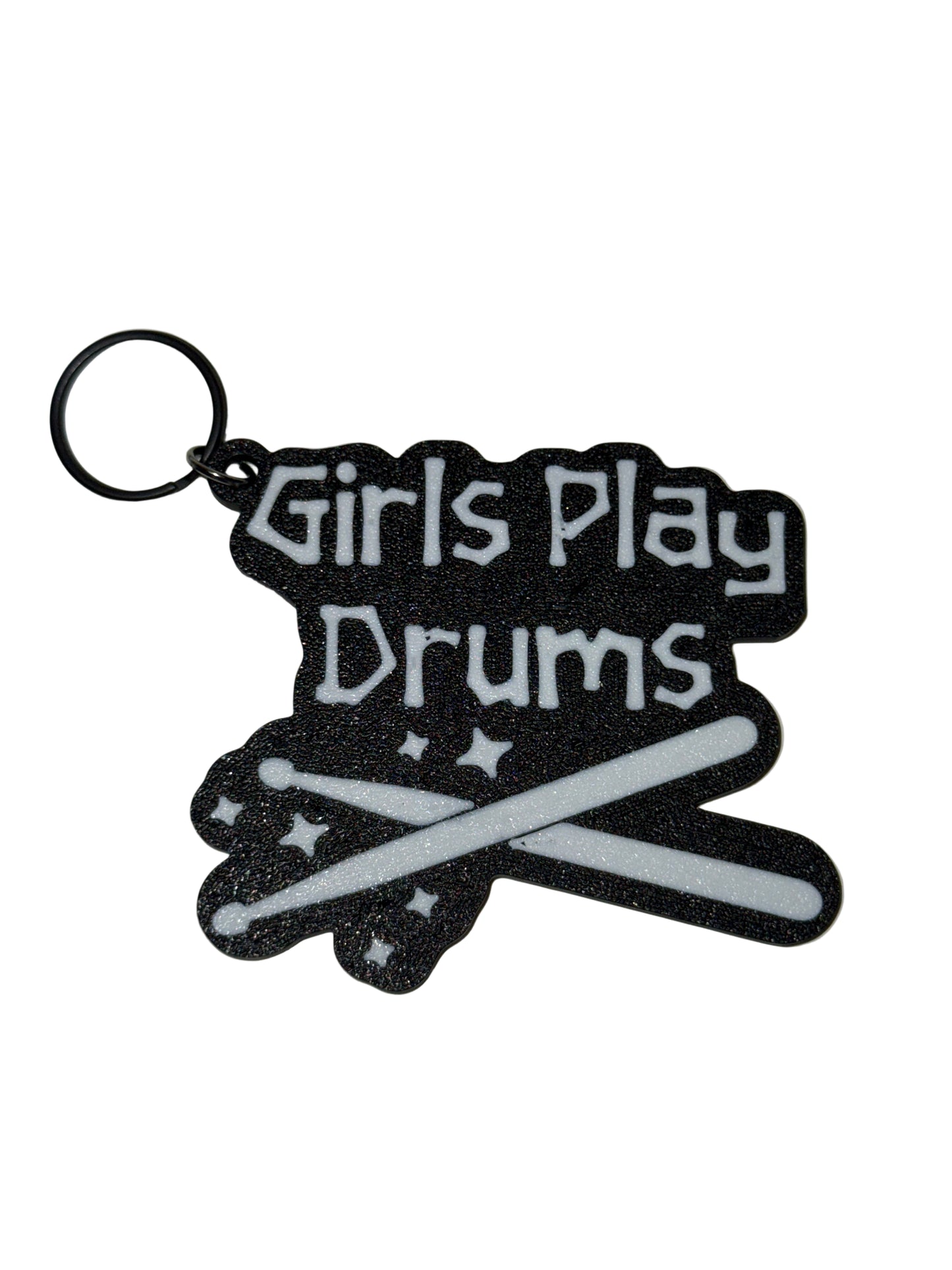 Girls Play Drums Keychain